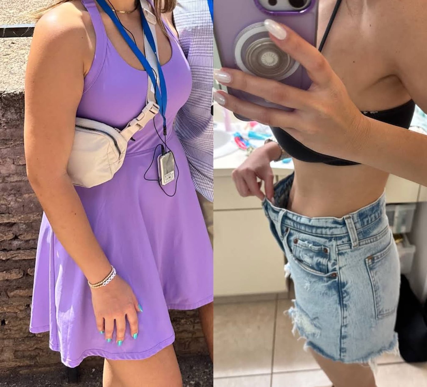 Side-by-side before and after of a female patient at The Aesthetic Ranch in Fort Lauderdale showing meaningful body composition change after a medically supervised GLP-1 weight loss program with Natasha Wilkes, NP.